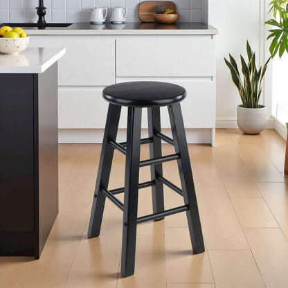 Black Wooden Barstools – Set of 2 Stools for Kitchen Counter or Bar