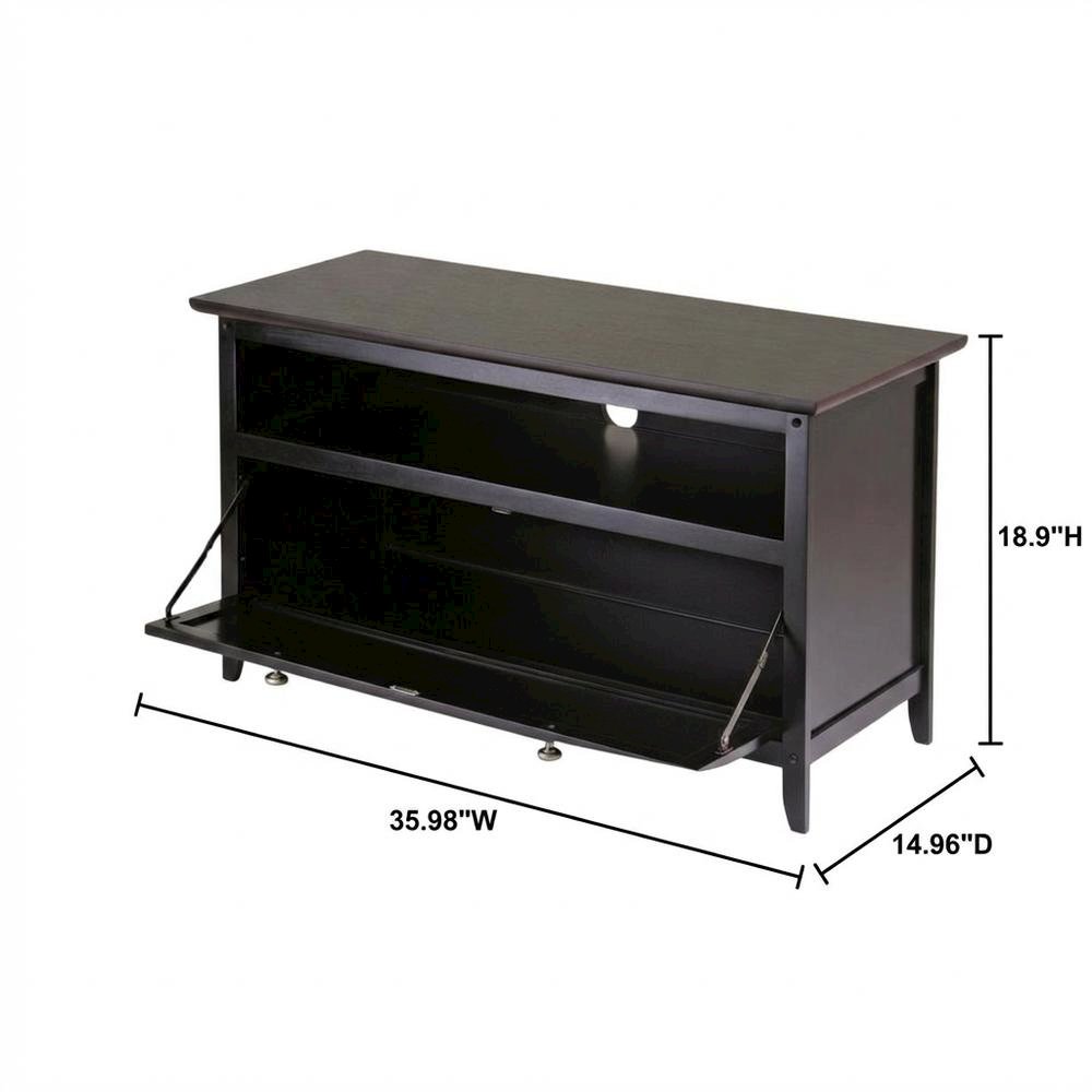 Dark Espresso TV Stand with Transitional Style and Solid Wood Finish