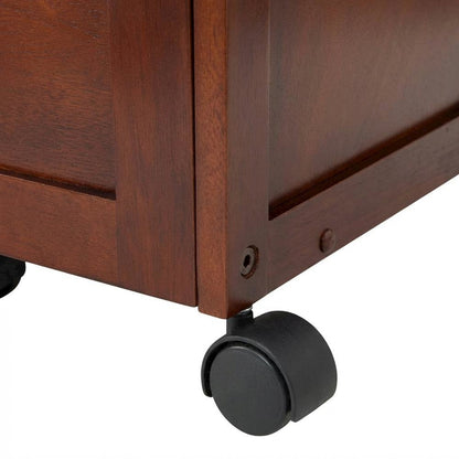 Walnut Work Cart with Keyboard Shelf and Transitional Style