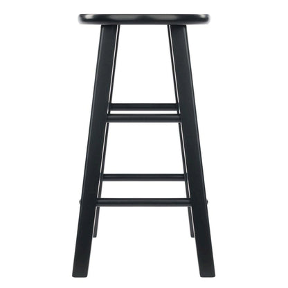 Black Wooden Barstools – Set of 2 Stools for Kitchen Counter or Bar