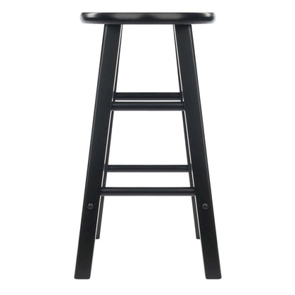 Black Wooden Barstools – Set of 2 Stools for Kitchen Counter or Bar