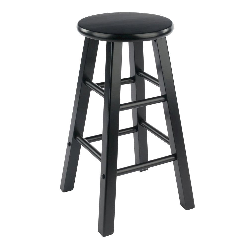 Black Wooden Barstools – Set of 2 Stools for Kitchen Counter or Bar