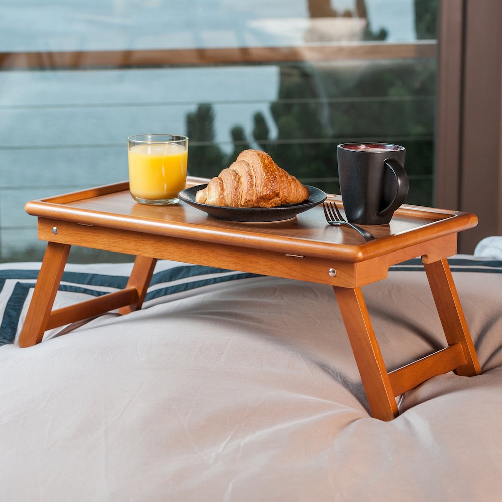Arlo Breakfast Tray with Flip Top, Teak