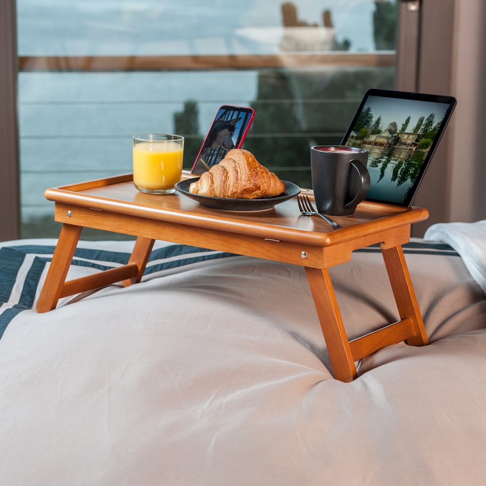 Arlo Breakfast Tray with Flip Top, Teak