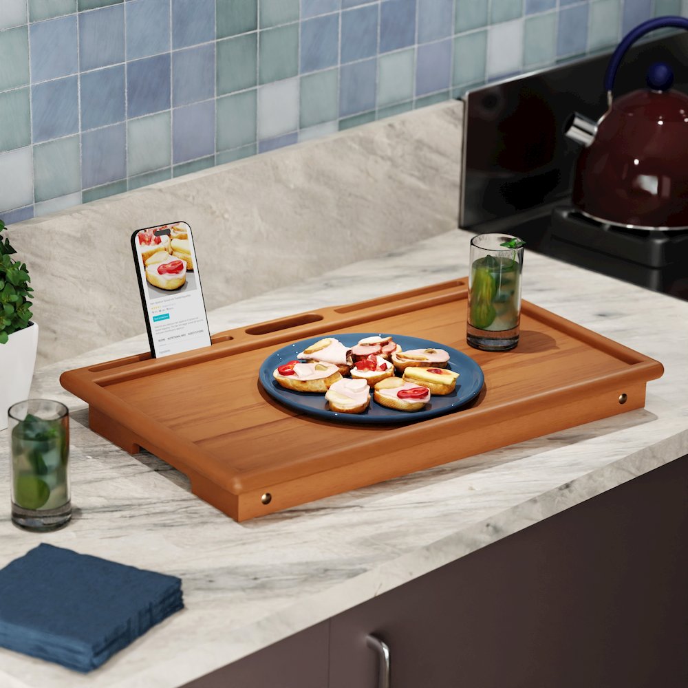 Arlo Breakfast Tray with Flip Top, Teak