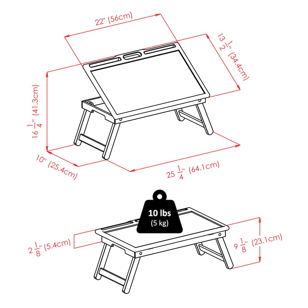 Arlo Breakfast Tray with Flip Top, Teak