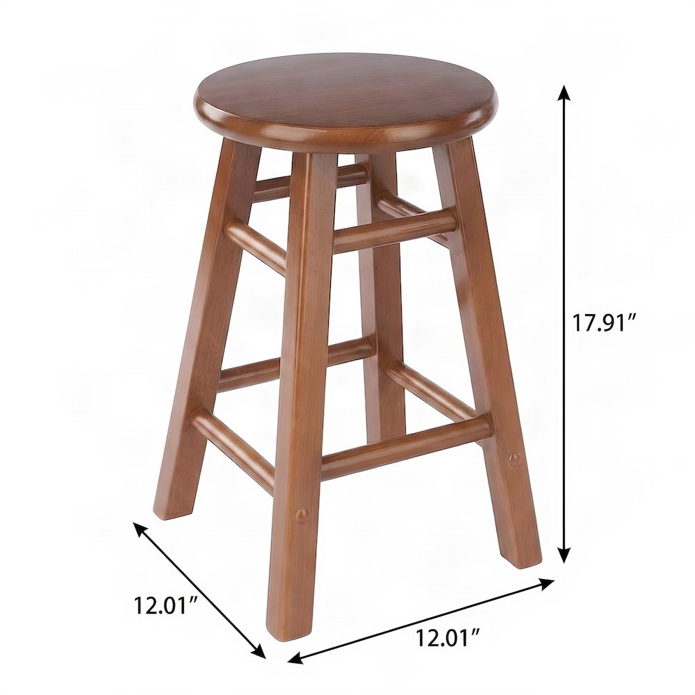 Solid Wood Backless Counter Stool Set, Traditional Tall Bar Stools, Teak