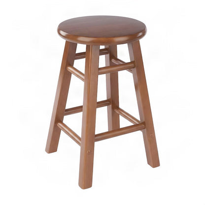 Solid Wood Backless Counter Stool Set, Traditional Tall Bar Stools, Teak