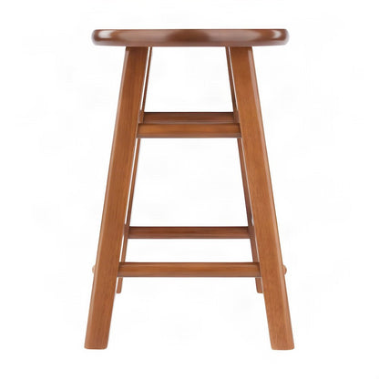 Solid Wood Backless Counter Stool Set, Traditional Tall Bar Stools, Teak
