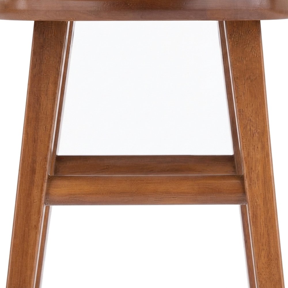 Solid Wood Backless Counter Stool Set, Traditional Tall Bar Stools, Teak
