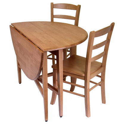Hannah 3pc Dining Set, Drop Leaf Table with 2 Ladder Back Chairs