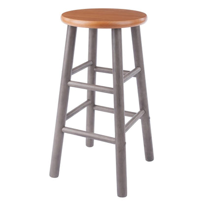 Huxton 2-Pc Counter Stools, 24", Gray & Teak