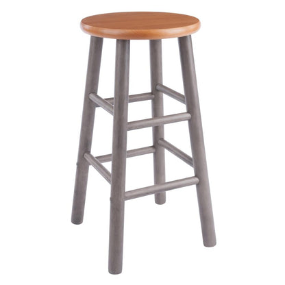 Huxton 2-Pc Counter Stools, 24", Gray & Teak