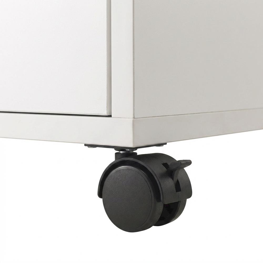 Composite Wood Home Office Floor Cabinet with Rolling Storage Drawers, White