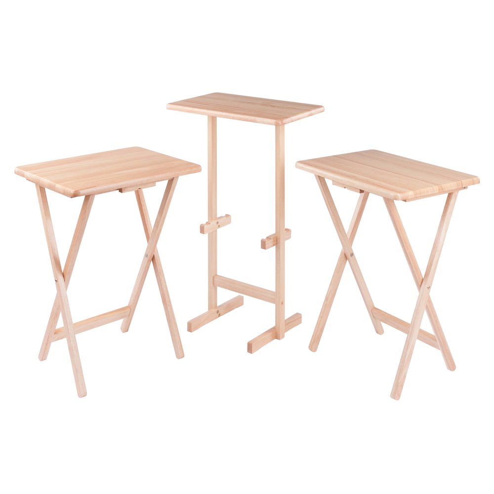 Riley 3-Pc Set Snack Table, Natural Finish