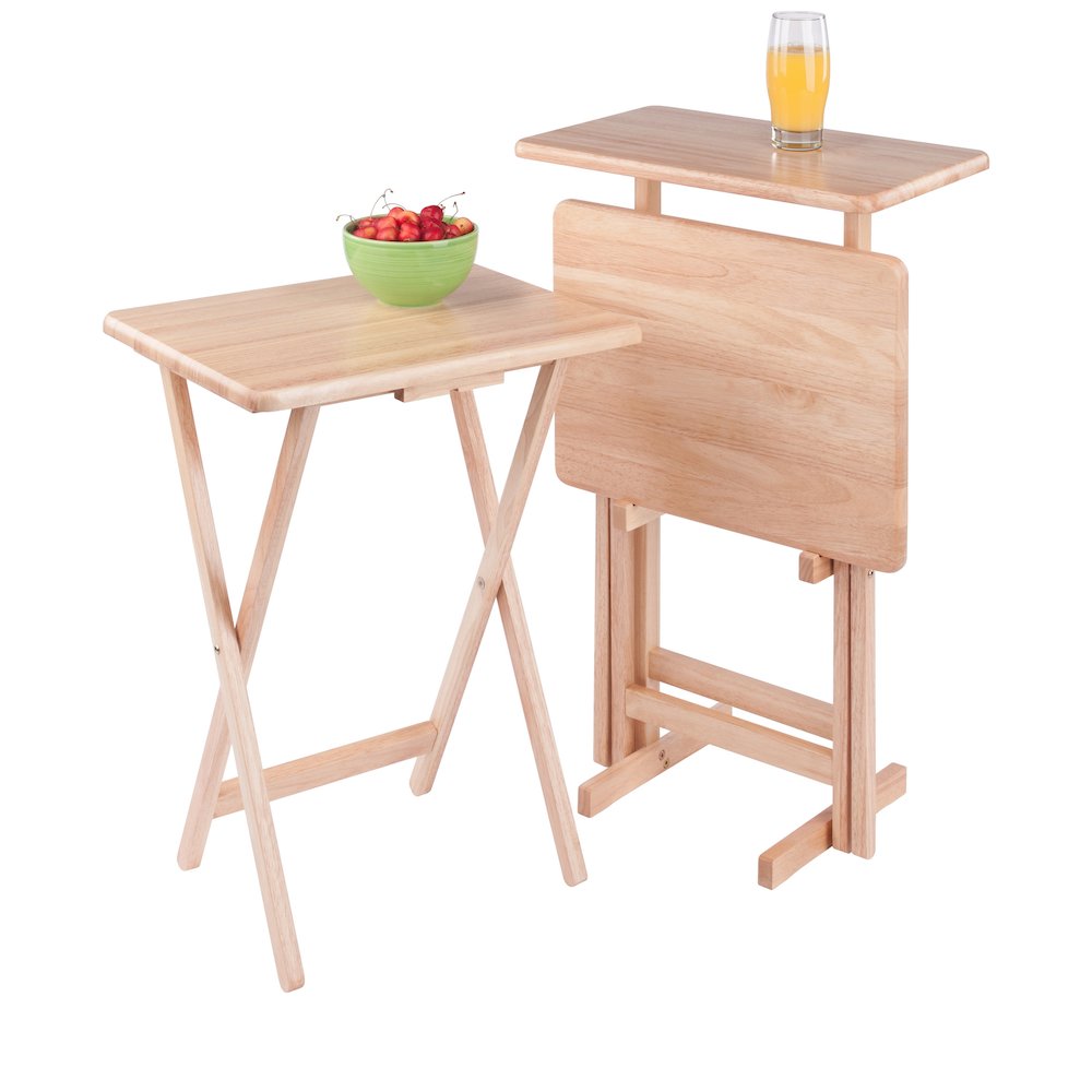 Riley 3-Pc Set Snack Table, Natural Finish