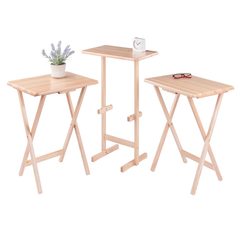 Riley 3-Pc Set Snack Table, Natural Finish