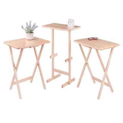 Riley 3-Pc Set Snack Table, Natural Finish