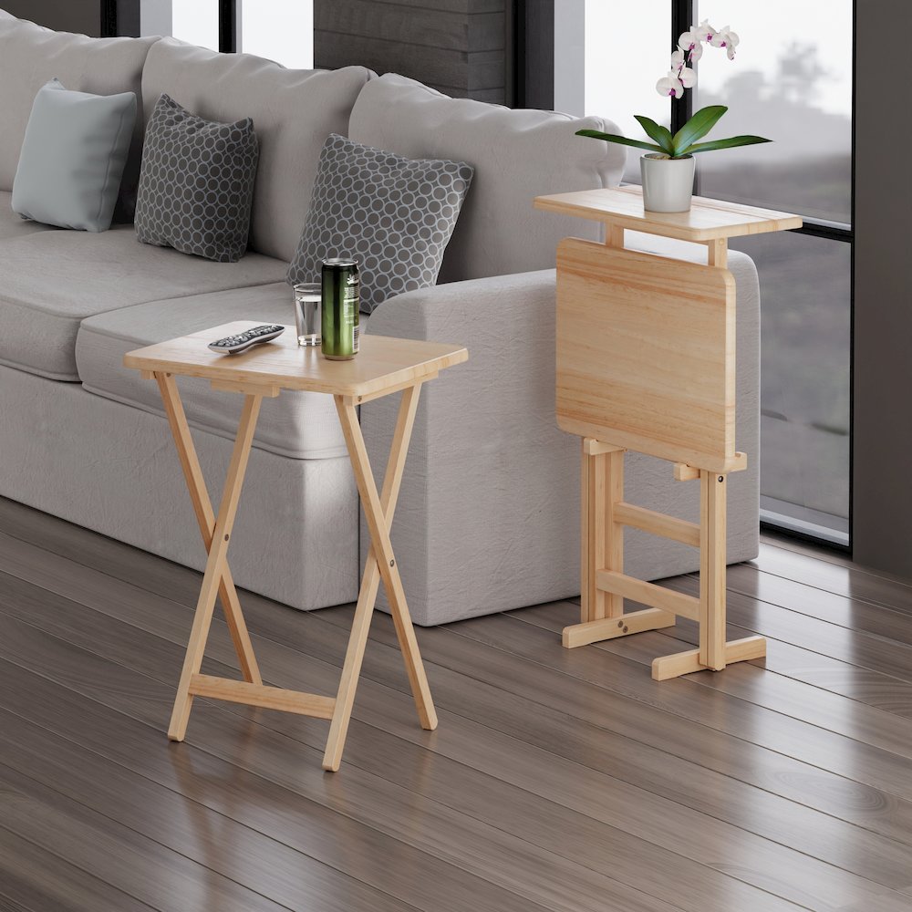 Riley 3-Pc Set Snack Table, Natural Finish