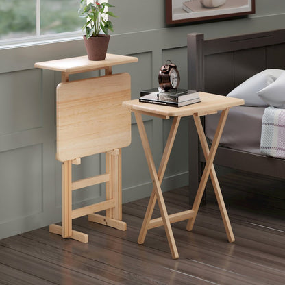 Riley 3-Pc Set Snack Table, Natural Finish