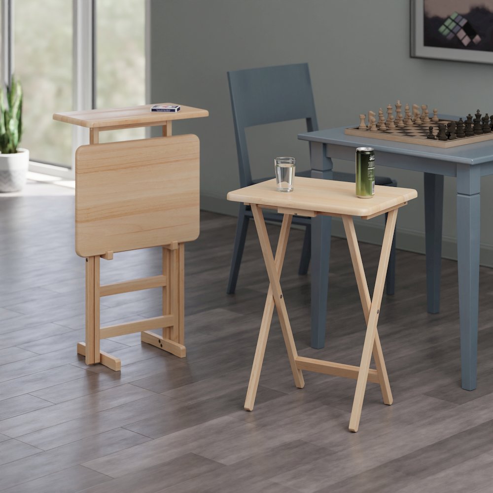 Riley 3-Pc Set Snack Table, Natural Finish