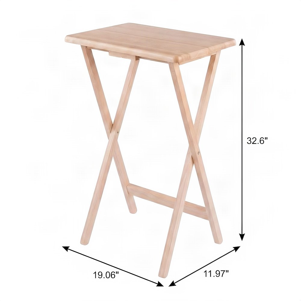 Solid Wood Folding TV Tray Table Set of 3, Wooden Snack Dinner Trays, Natural