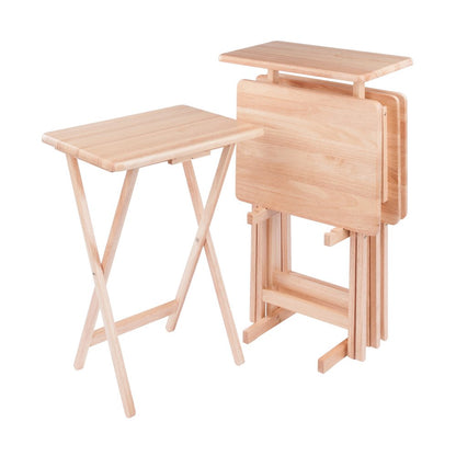Riley 5-Pc Set Snack Table, Natural Finish