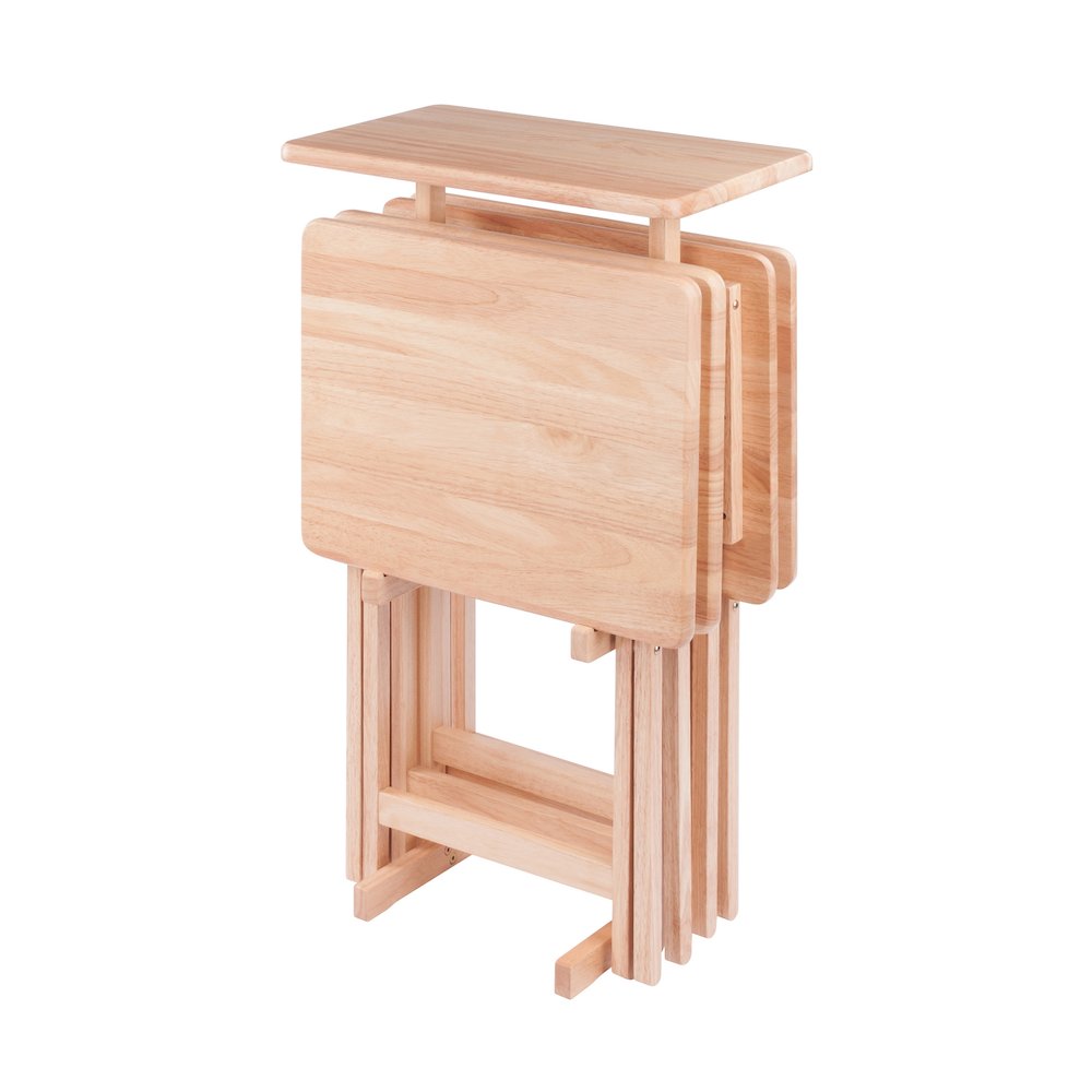 Riley 5-Pc Set Snack Table, Natural Finish
