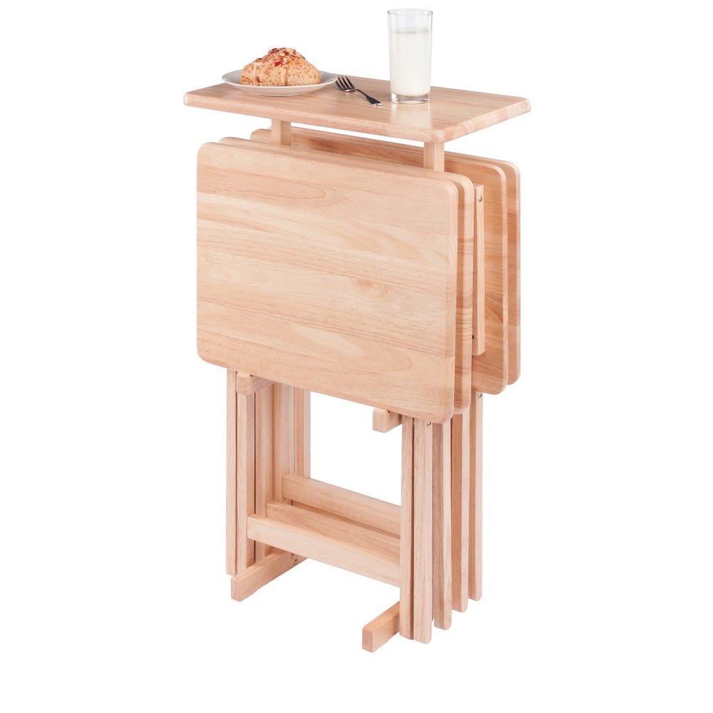Riley 5-Pc Set Snack Table, Natural Finish