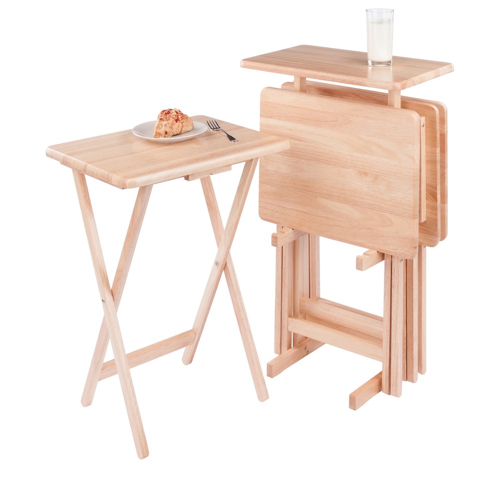 Riley 5-Pc Set Snack Table, Natural Finish