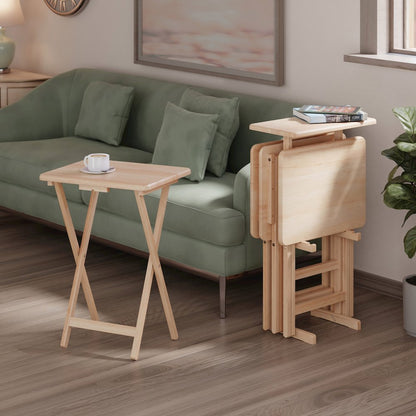 Riley 5-Pc Set Snack Table, Natural Finish