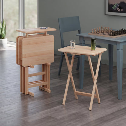 Riley 5-Pc Set Snack Table, Natural Finish