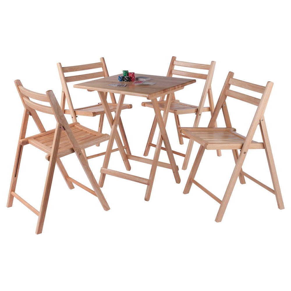 Delaney 5-PC Set, Folding Table and Chairs, Natural