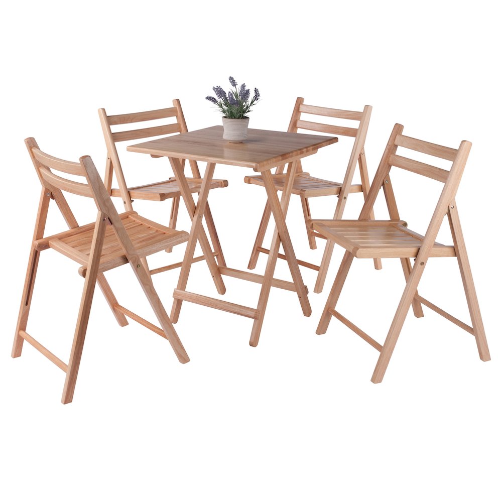 Delaney 5-PC Set, Folding Table and Chairs, Natural