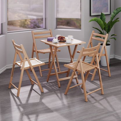 Delaney 5-PC Set, Folding Table and Chairs, Natural