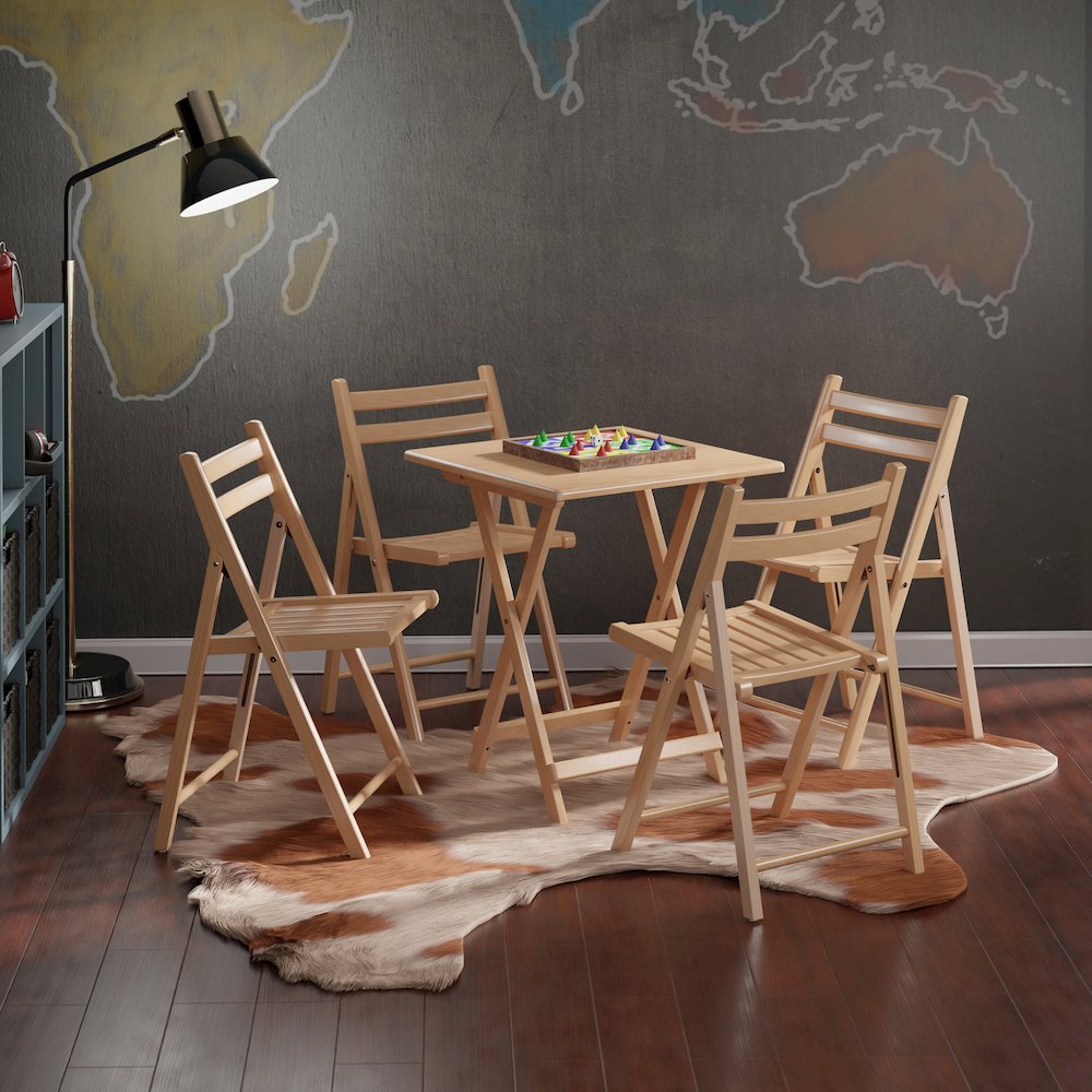 Delaney 5-PC Set, Folding Table and Chairs, Natural