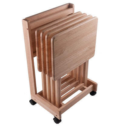 Natural color Solid Wood TV Trays – Folding Snack Tables for Eating and Serving