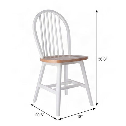 Wood Windsor Spindle Back Side Dining Chairs, Set of 2, Natural/White