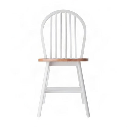 Wood Windsor Spindle Back Side Dining Chairs, Set of 2, Natural/White