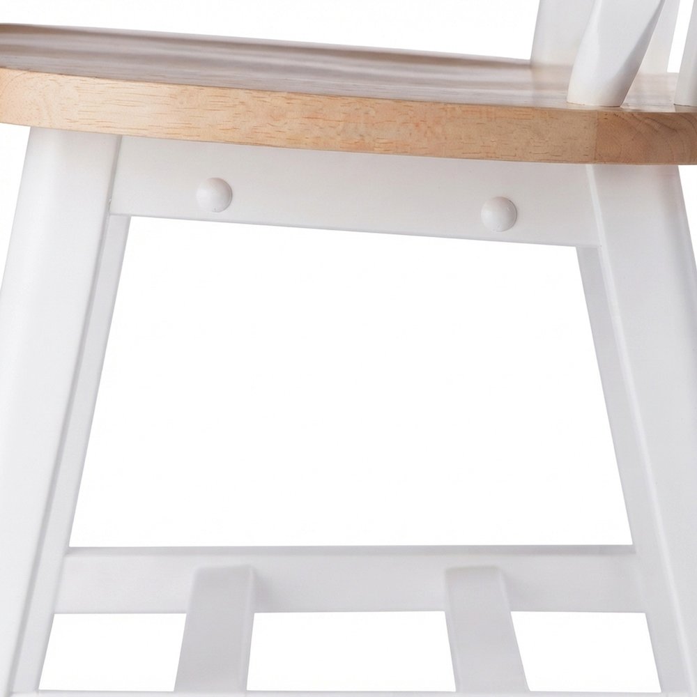 Wood Windsor Spindle Back Side Dining Chairs, Set of 2, Natural/White
