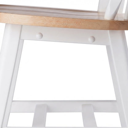 Wood Windsor Spindle Back Side Dining Chairs, Set of 2, Natural/White