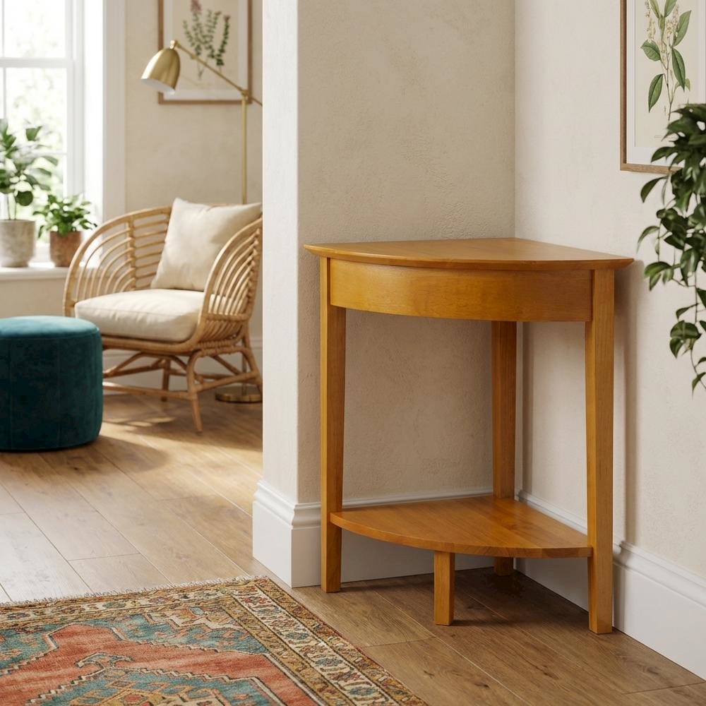 Honey Corner Table with Solid and Composite Wood Finish for Modern Workspaces