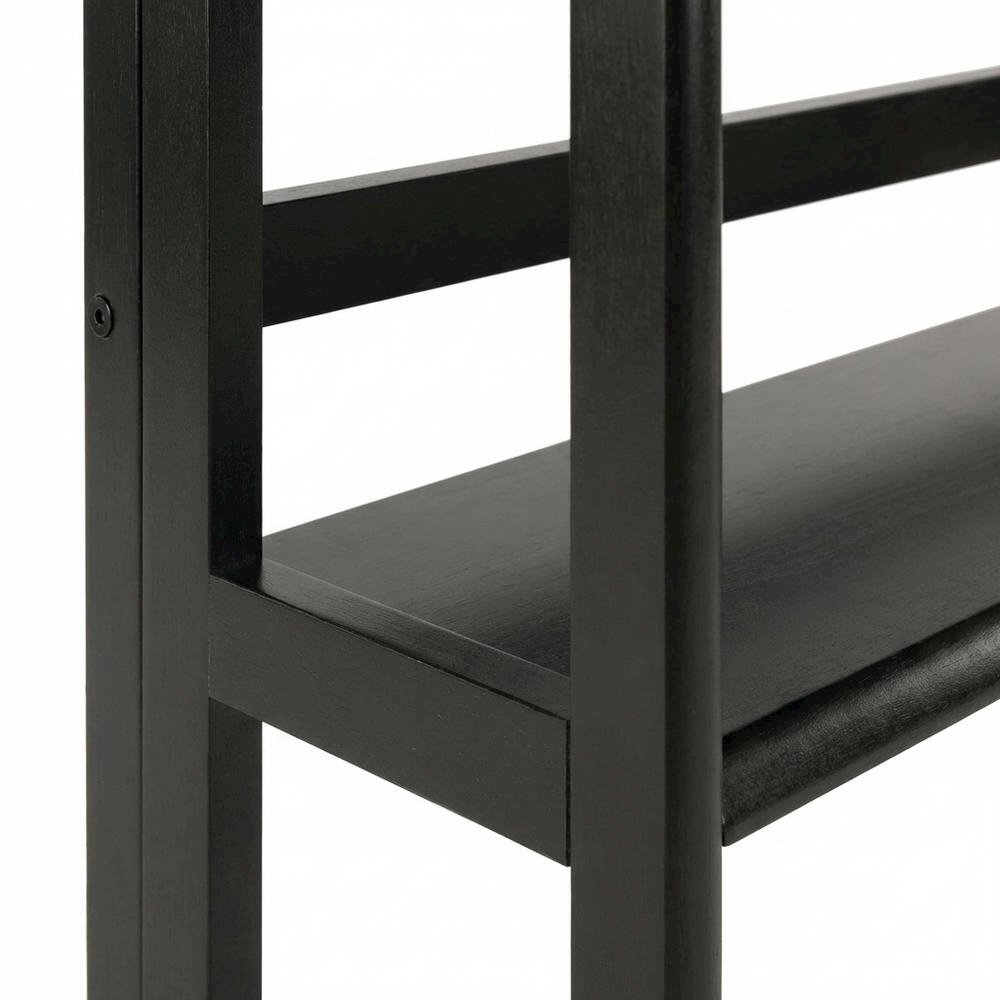 Black Solid Wood Folding Bookcase With 3 Open Folding Shelves Design