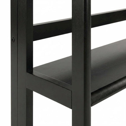 Black Solid Wood Folding Bookcase With 3 Open Folding Shelves Design