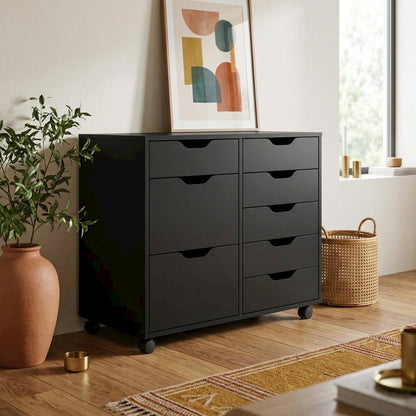 Black 6-Drawer Mobile Storage Cabinet, Rolling Multi-Storage