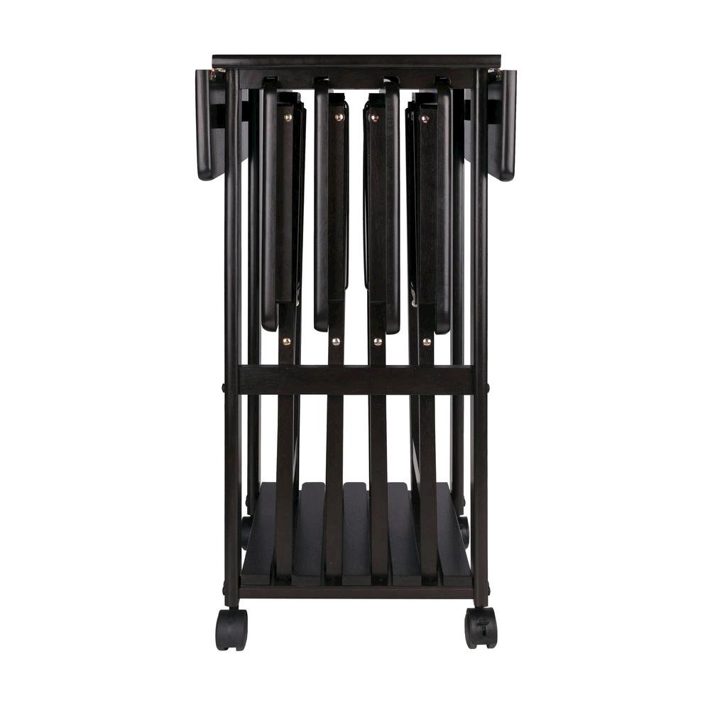 Coffee-Finished Folding TV Tray Set – Small Sofa Tables for Living Room & Dining