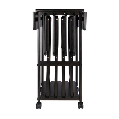 Coffee-Finished Folding TV Tray Set – Small Sofa Tables for Living Room & Dining