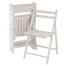 4-PC Folding Chair Set, White Solid Wood, Portable Seating