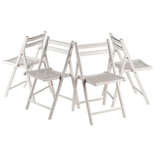 4-PC Folding Chair Set, White Solid Wood, Portable Seating