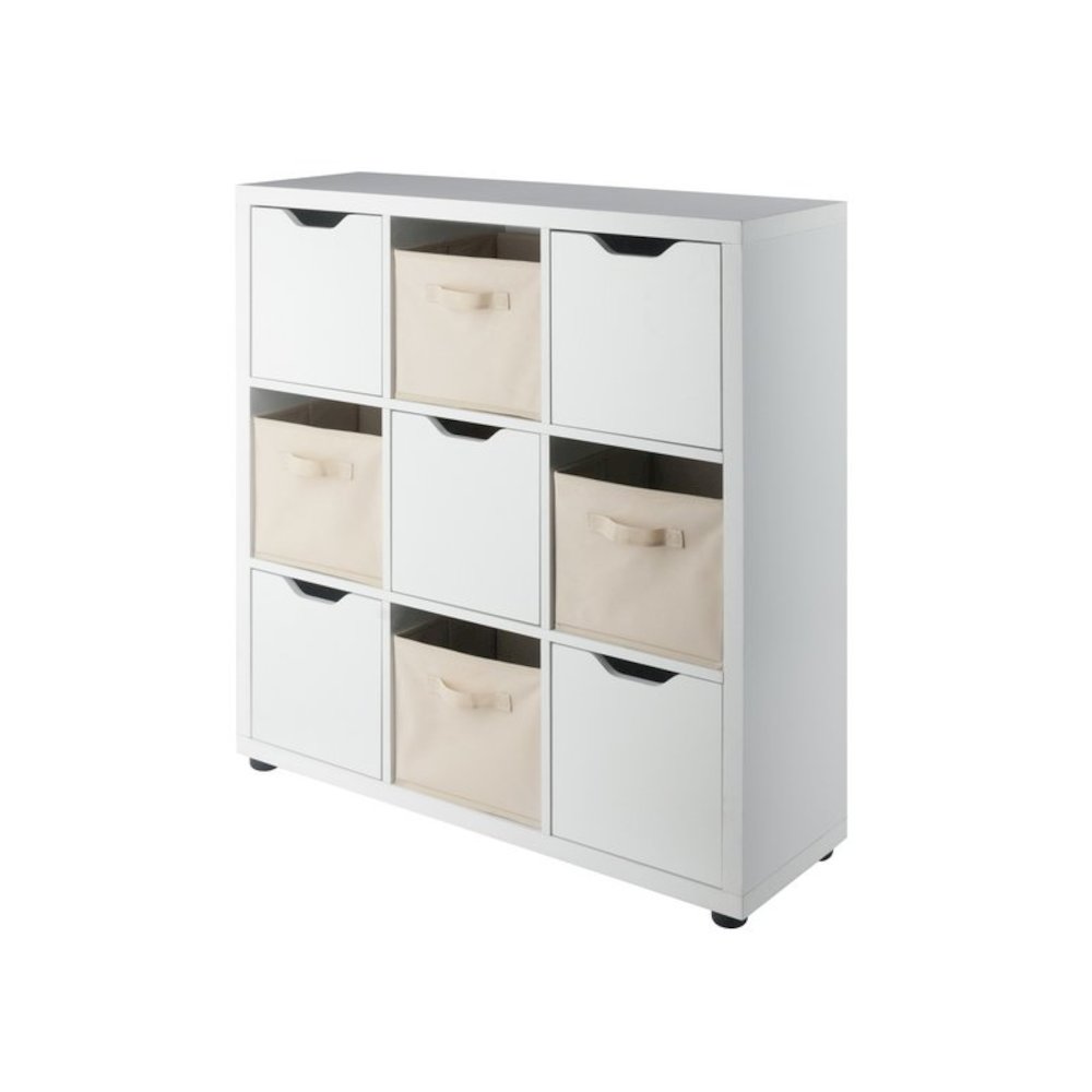 Julia 3x3 Storage 5-Pc Cabinet Set, Beige & White